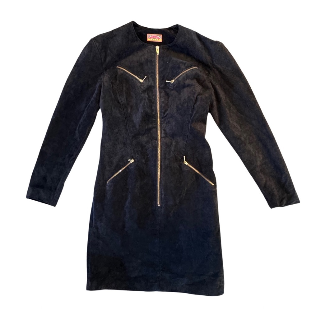 Vintage Bagatelle Suede Black Long Sleeve Dress